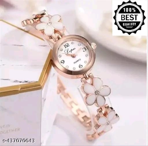 Elegant Flower Design Women’s Analog Watch – Stylish Metal Strap, Round Dial Timepiece
