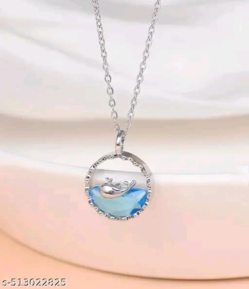 🐬 Trendy Dolphin Pendant Necklace Chain – Silver Plated Stylish Jewelry for Girls & Women