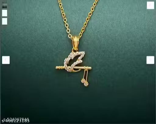🌟 Allure Lord Krishna Gold Plated Necklace – Elegant Devotional Chain for Women & Girls