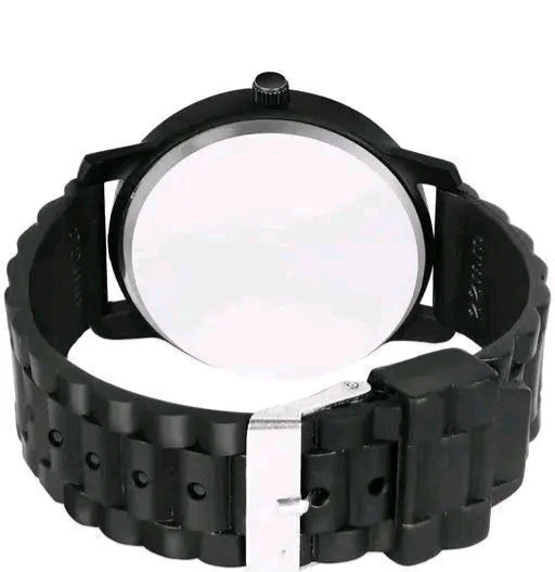 Stylish Analog Black Watch for Men β Rubber Strap, Round Dial