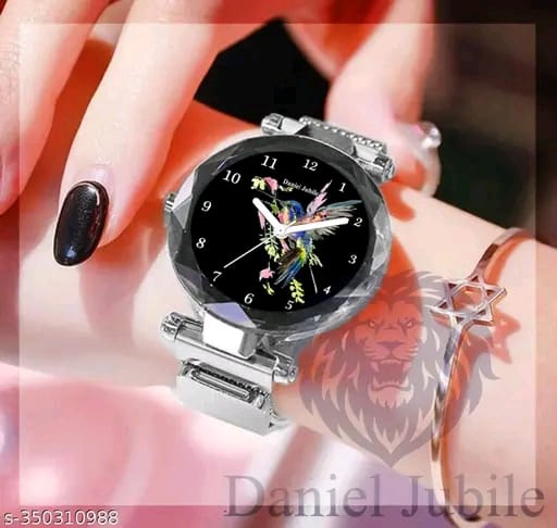 Rose Gold Magnetic Strap Mesh Watch – Stylish Analog Timepiece for Women & Girls (Black Dial)