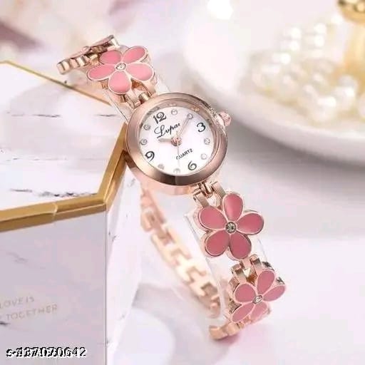 Elegant Flower Design Women’s Analog Watch – Stylish Metal Strap, Round Dial Timepiece