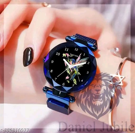 Rose Gold Magnetic Strap Mesh Watch – Stylish Analog Timepiece for Women & Girls (Black Dial)