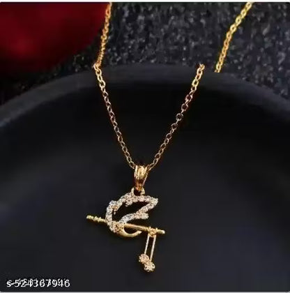 🌟 Allure Lord Krishna Gold Plated Necklace – Elegant Devotional Chain for Women & Girls