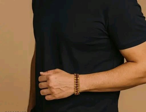 Premium Gold-Plated Rudraksha Bracelet for Men & Women – Adjustable Spiritual Healing Energy Accessory with Elegant Unisex Design