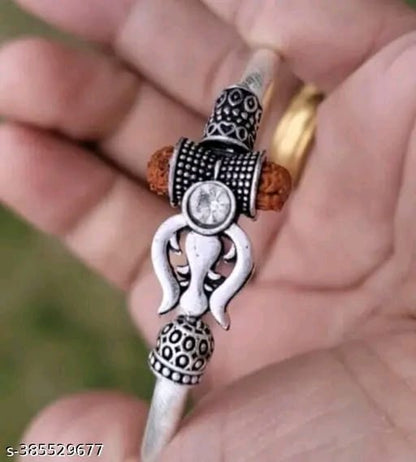 ✨ Fn Sales Trishul Bholenath Silver Kada for Men & Boys – Spiritual Designer Bracelet