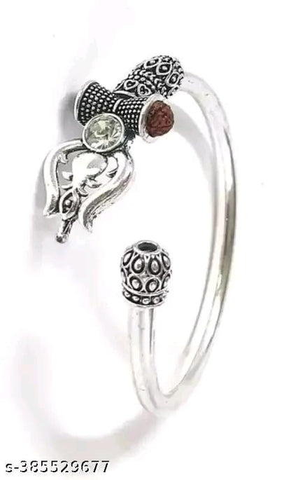 ✨ Fn Sales Trishul Bholenath Silver Kada for Men & Boys – Spiritual Designer Bracelet