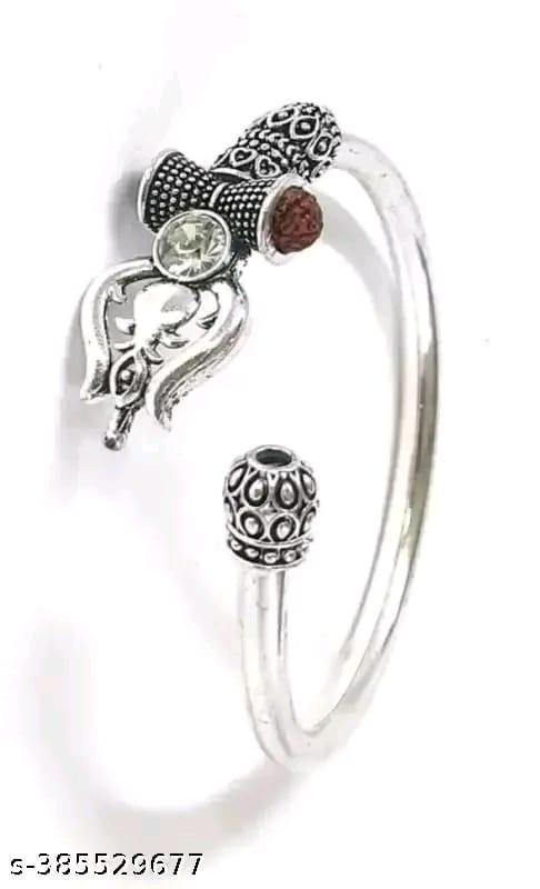 ✨ Fn Sales Trishul Bholenath Silver Kada for Men & Boys – Spiritual Designer Bracelet