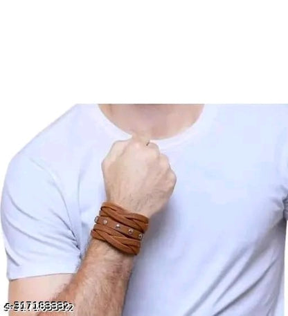 ✨ Stylish 2-Piece PU Leather Bracelet Set for Men & Boys – Multicolor Multilayer Design