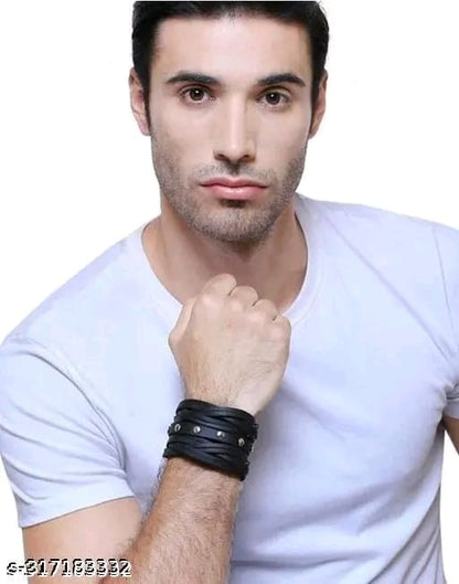 ✨ Stylish 2-Piece PU Leather Bracelet Set for Men & Boys – Multicolor Multilayer Design