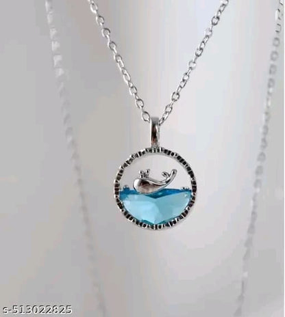 🐬 Trendy Dolphin Pendant Necklace Chain – Silver Plated Stylish Jewelry for Girls & Women