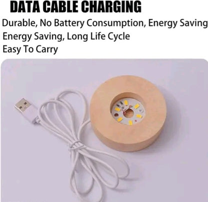 ✨ Elegant 3D Engraved Unicorn Crystal Ball Night Light 🌙 | Natural Wooden LED Base 🪵 USB Powered Decorative Fantasy Lamp 💫 Perfect for Bedroom, Desk, Meditation & Premium Gifting 🎁 (Pack of 1)