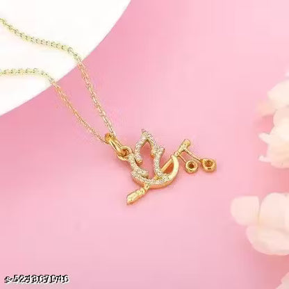 🌟 Allure Lord Krishna Gold Plated Necklace – Elegant Devotional Chain for Women & Girls